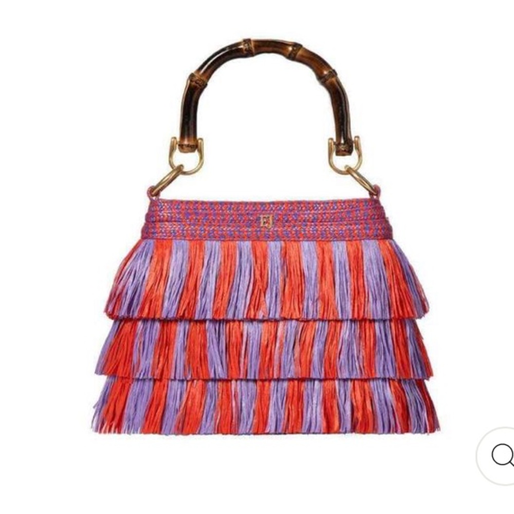 ERIC JAVITS LIL’ MAMBO STRAW BAG IN FIESTA - Picture 9 of 13
